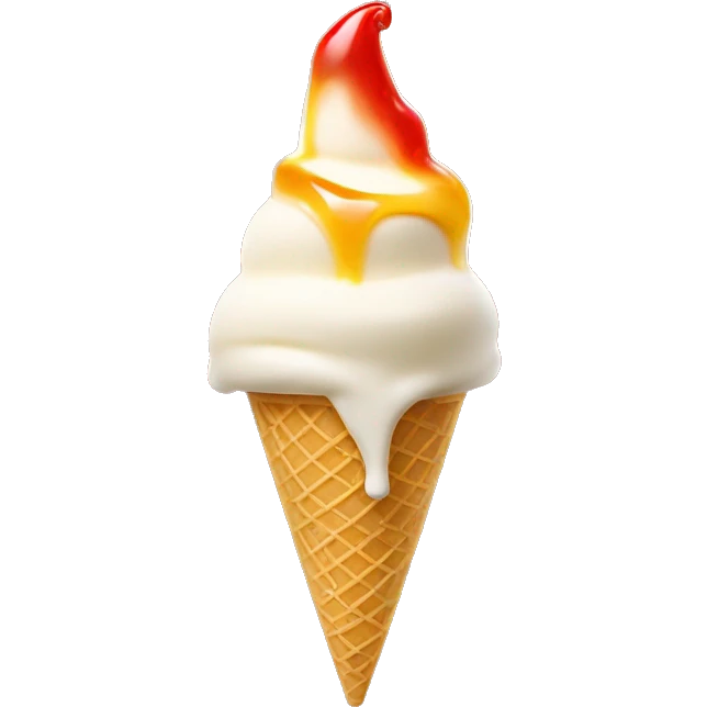vanilla icecream with chili oil drizzled on top of the scoop emoji