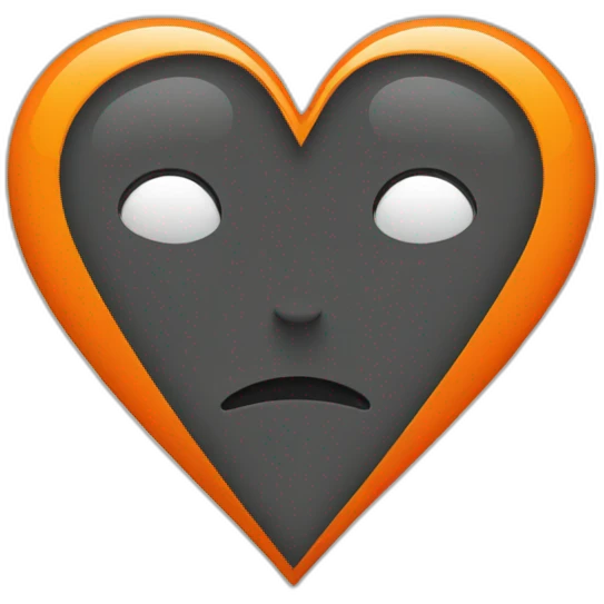 Half black and orange heart emoji