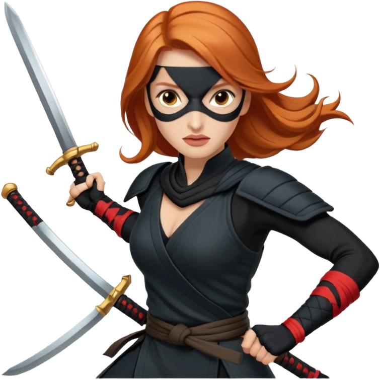 Jessica Chastain, in a ninja position with big swords emoji
