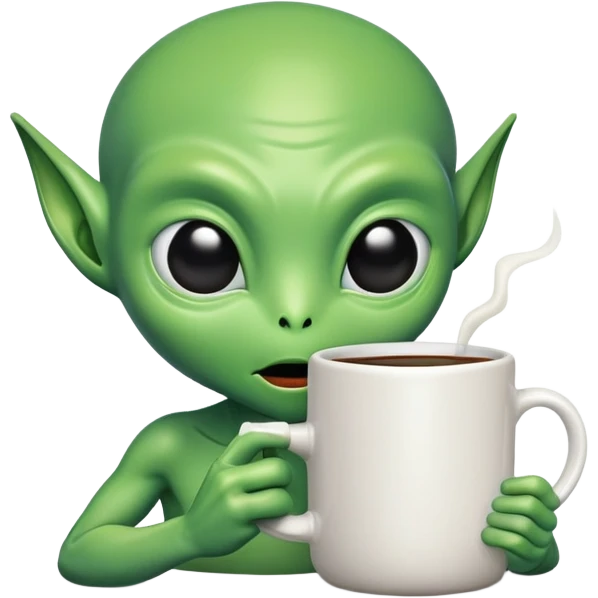 Alien with cup of coffee emoji