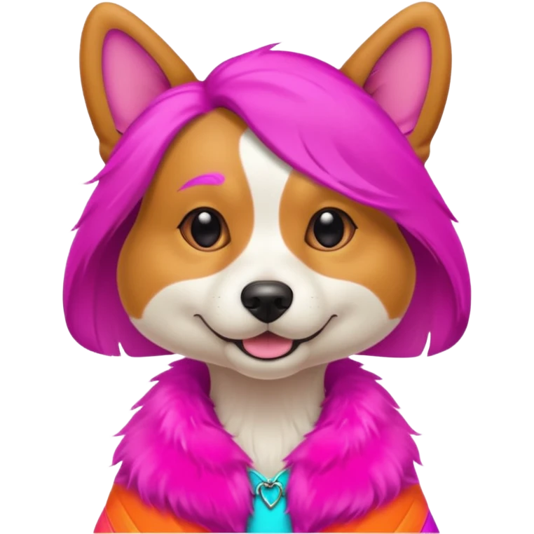 DOG wearring neon fashion dress emoji