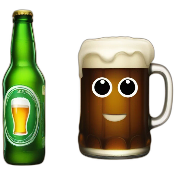 A bottle of beer drinks beer from another bottle of beer emoji