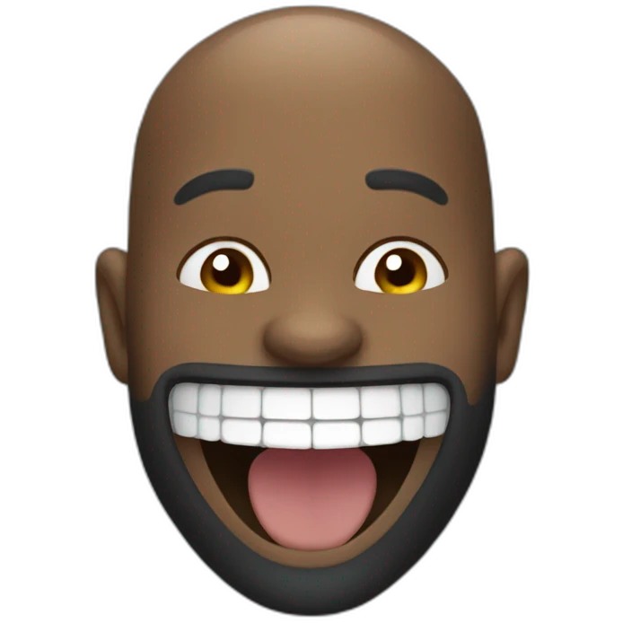 Black Bald man with big beard laughing emoji