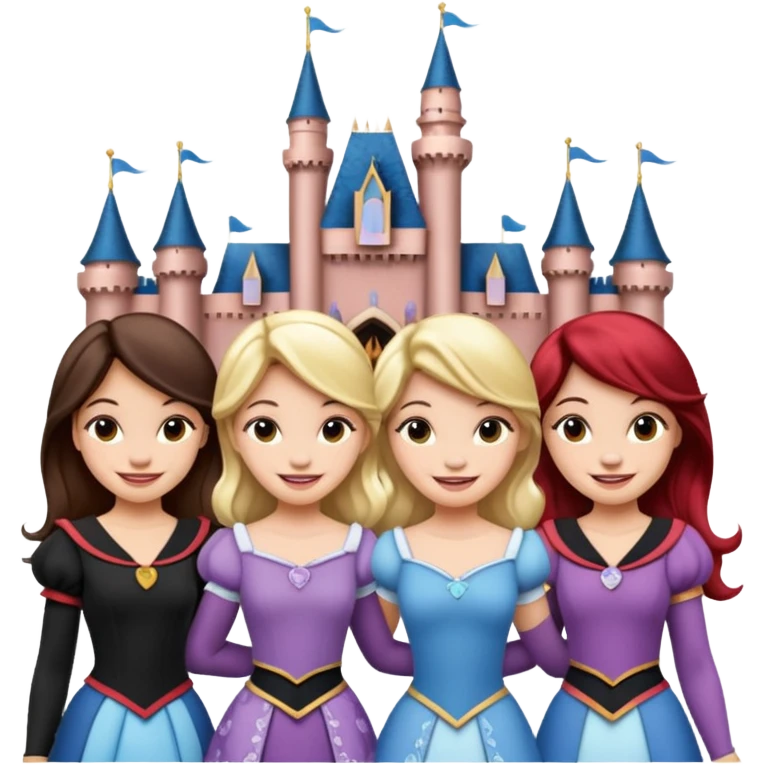 Quatro chicas detrás del castillo disney emoji