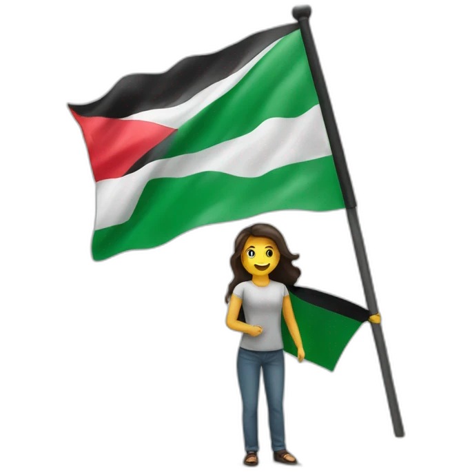 A person raises the flag of Palestine emoji