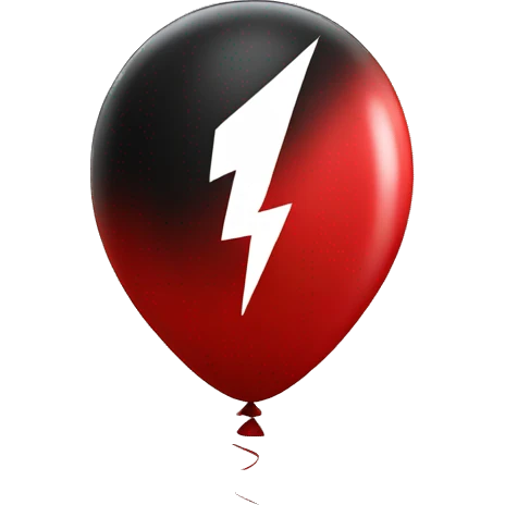 red balloon with black lightning bolt icon on it emoji