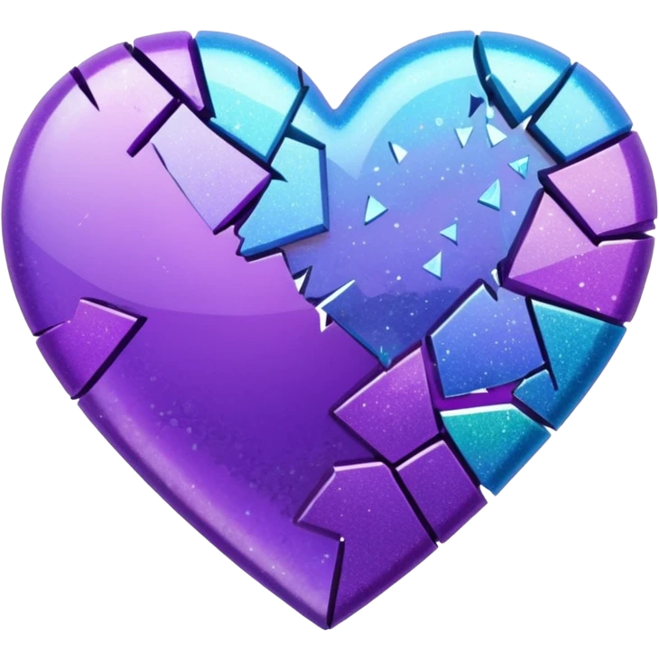 glitter cian and purple broken heart emoji