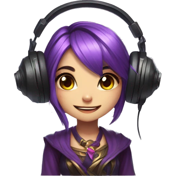 cute lulu from league of legends with a headset emoji