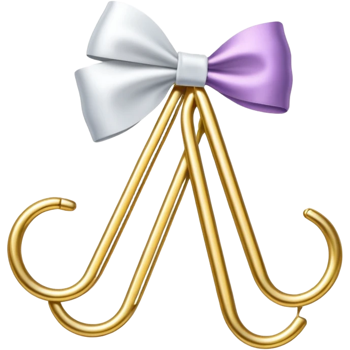 one gold paper clip with a white bow in the middle emoji