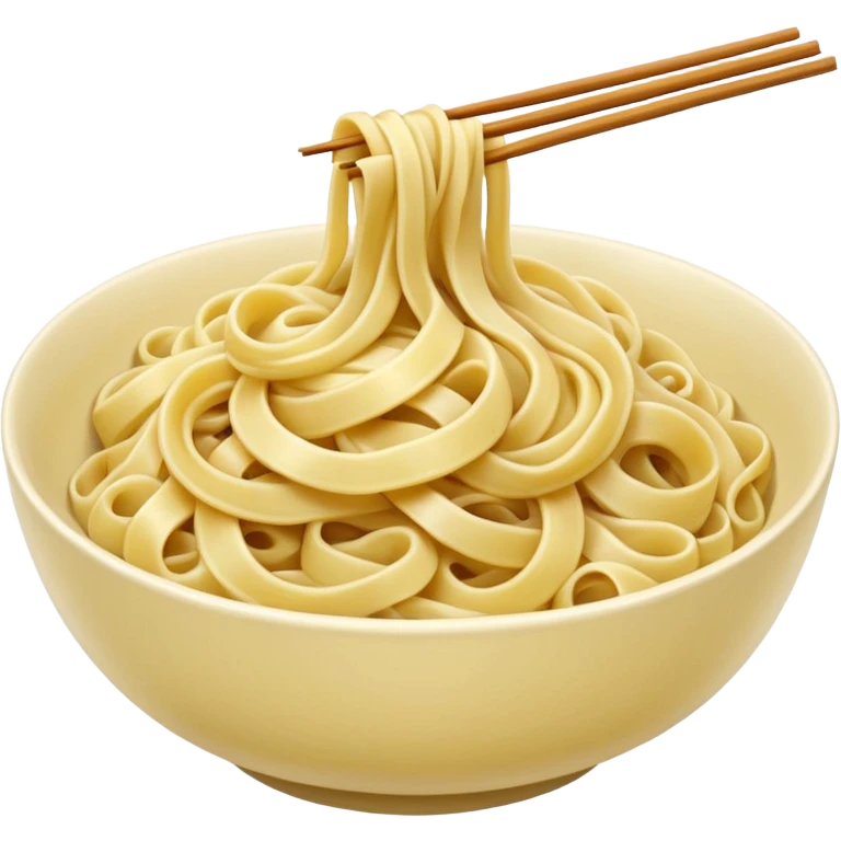 loose tangle of pale yellow cooked noodles with soft glossy texture and natural curves, strands slightly twisted and overlapping, freshly prepared dish, no bowl chopsticks or sauce, apple emoji style, soft lighting, subtle shadows, emoji scale emoji