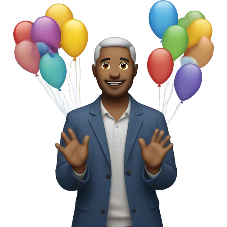 Man with balloons for hands emoji