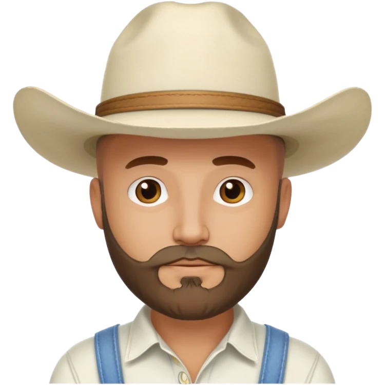 bald man with beard wearing white cowboy hat emoji