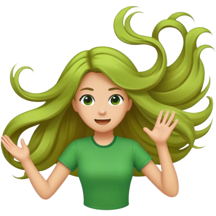 girl with green shirt flipping hair  emoji