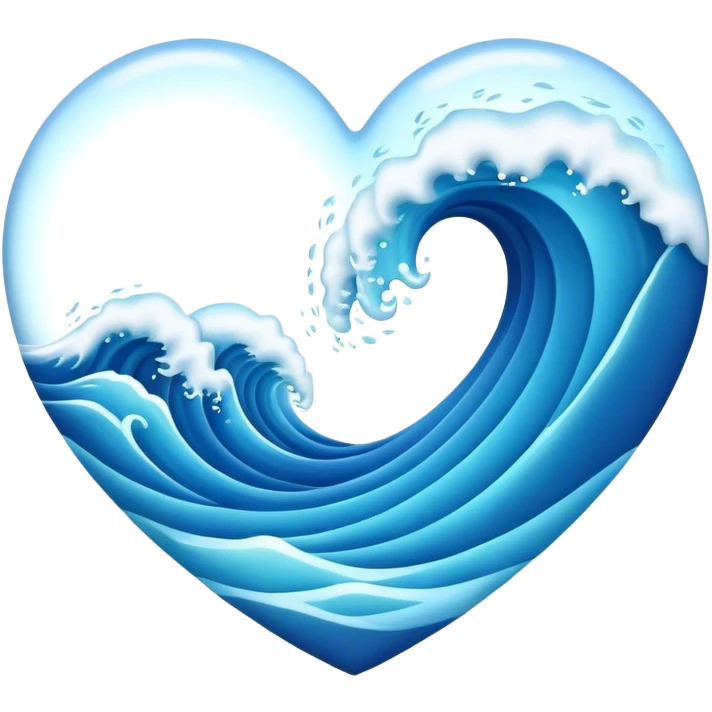 Sea wave in 3d heart emoji
