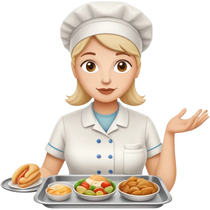 lunch lady serving gross cafeteria food, simple and expressive emoji