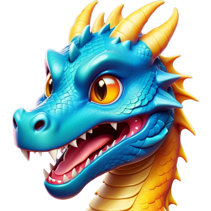 Cinematic Comical Dragon Portrait Emoji, Head tilted dramatically with an exaggeratedly amused expression, featuring a striking, glossy scaled body with bold, angular features and wide, expressive eyes filled with playful disbelief, Simplified yet hilariously expressive features, highly detailed, glowing with a slightly sassy, otherworldly glow, high shine, dramatic yet playful, stylized with an air of cheeky mythical mischief, soft glowing outline, capturing the essence of a spirited and over-the-top dragon that looks ready to breathe fire into internet fame instantly! emoji