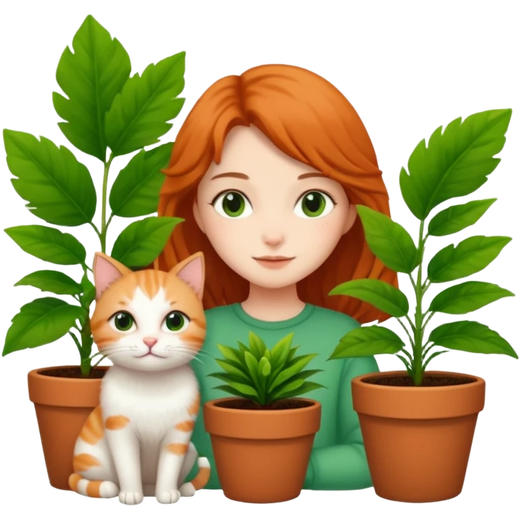 girl with cat and plant emoji