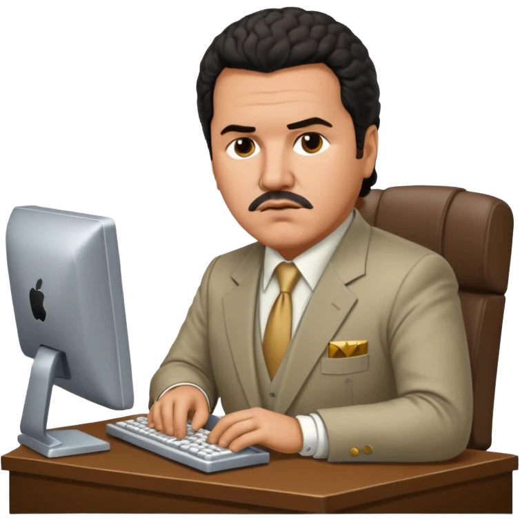 drug lord Pablo escobar using computer emoji