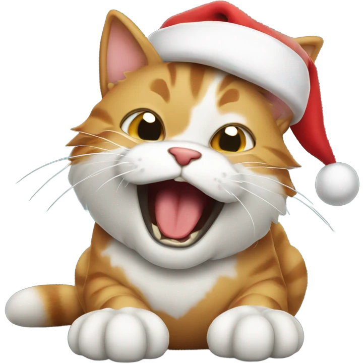 Santa cat yawning emoji