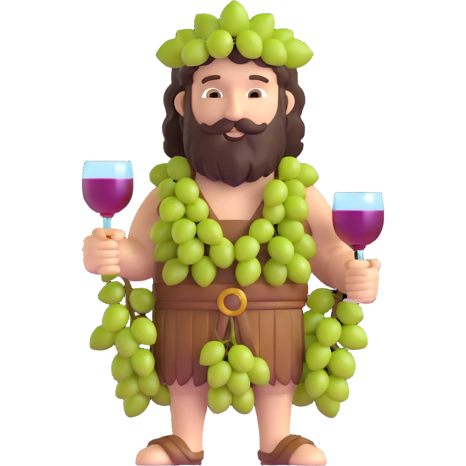 Bacchus Roman god of wine with grapes and wine cup emoji