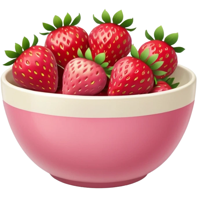 elegant pastel pink bowl overflowing with strawberries emoji
