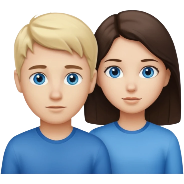 Couple blond boy bleu and the girl brunette hair and blue eyes  emoji