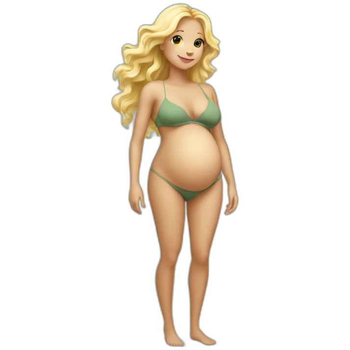adorable pregnant blond full body women with beach-wave-hair emoji