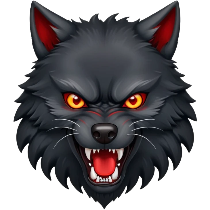 angry snarling black wolf with red eyes emoji