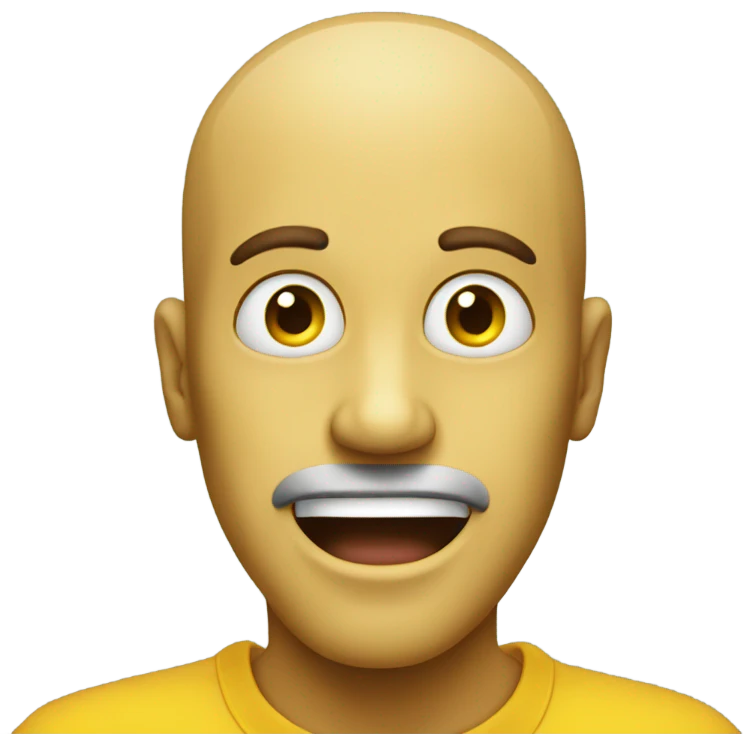 Classic emoji style (yellow) with mouth moved to the side and wide eyes open emoji