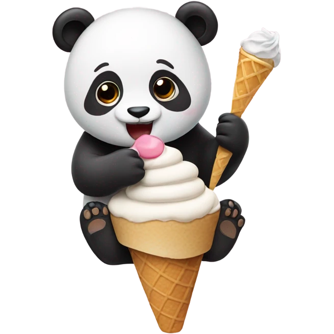 Panda eating ice cream emoji