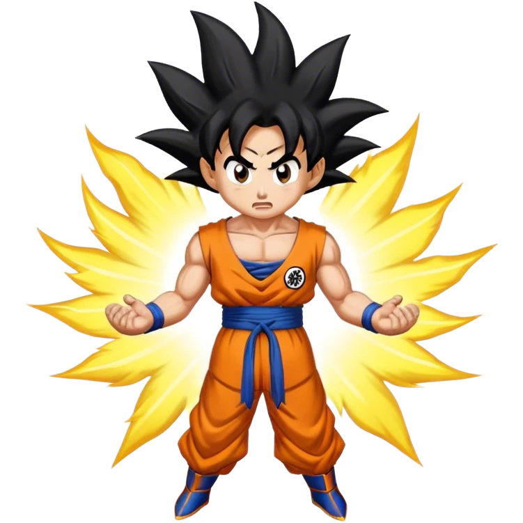 A Goku Emoji Going Super Saiyan with an aura around him emoji