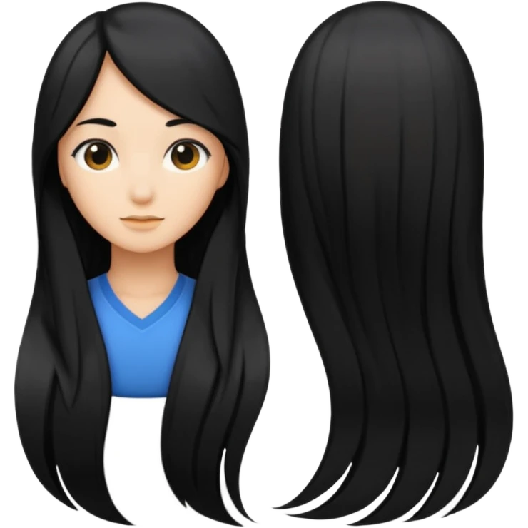 back view of long black hair emoji