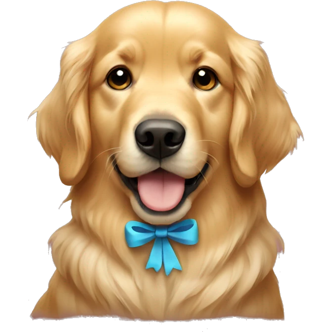 A golden retriever with a bow emoji