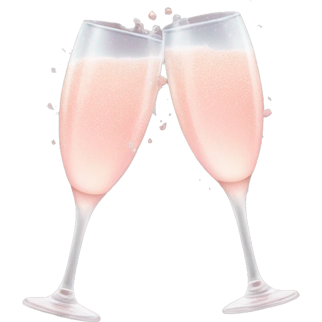 glasses of pastel pink champagne are smashing against each other emoji