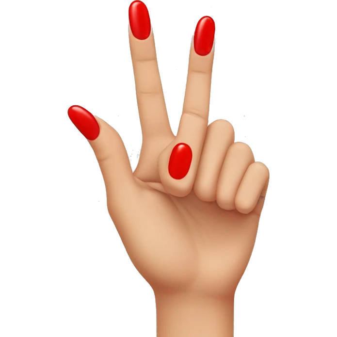woman hand pointing middle finger, red nail varnish emoji
