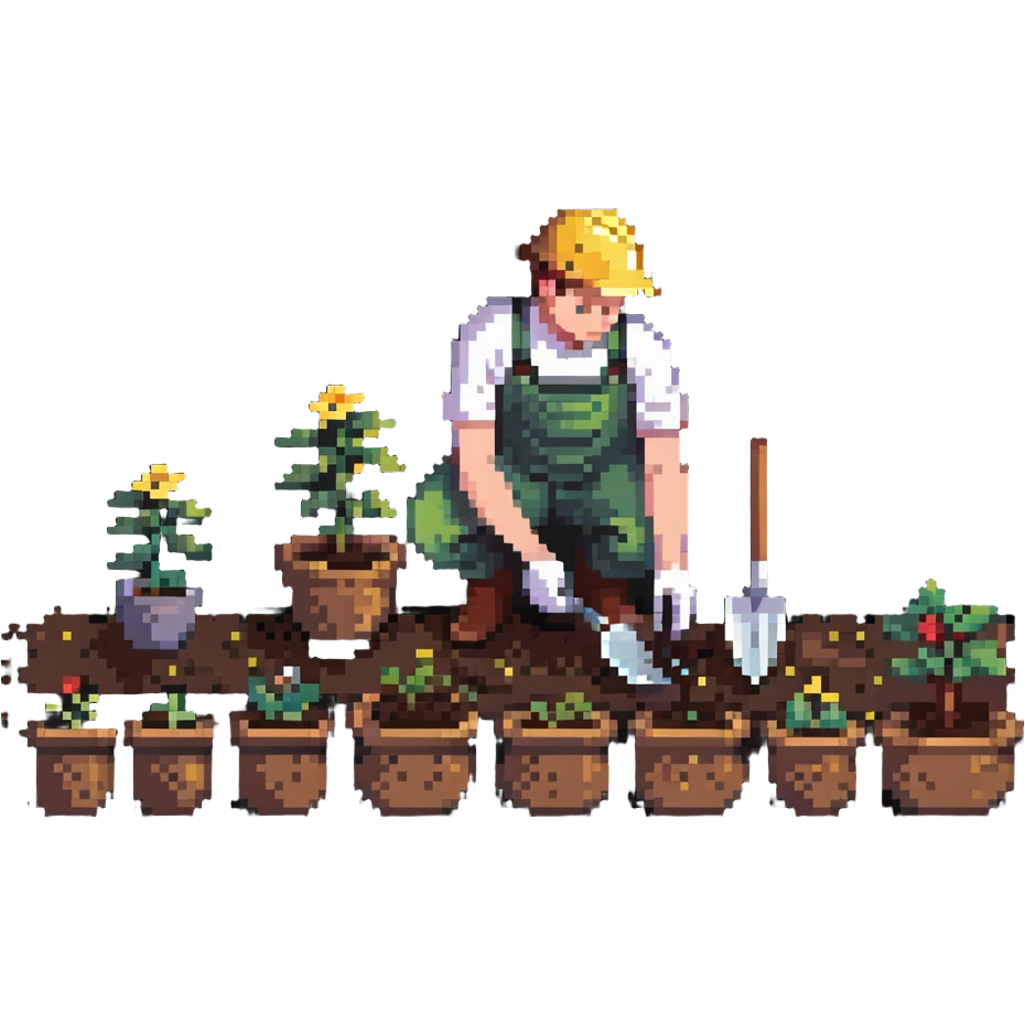 diligent young white male gardener planting seeds emoji