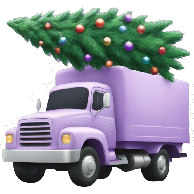 Pastel purple truck with Christmas tree emoji