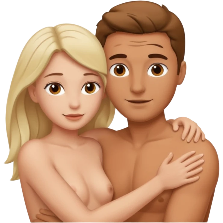 Woman sitting on naked mans lap emoji