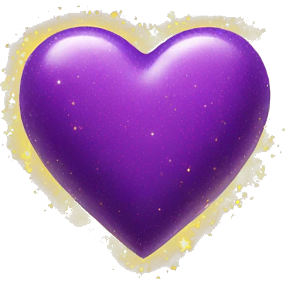 Purple love heart with yellow sparkles emoji