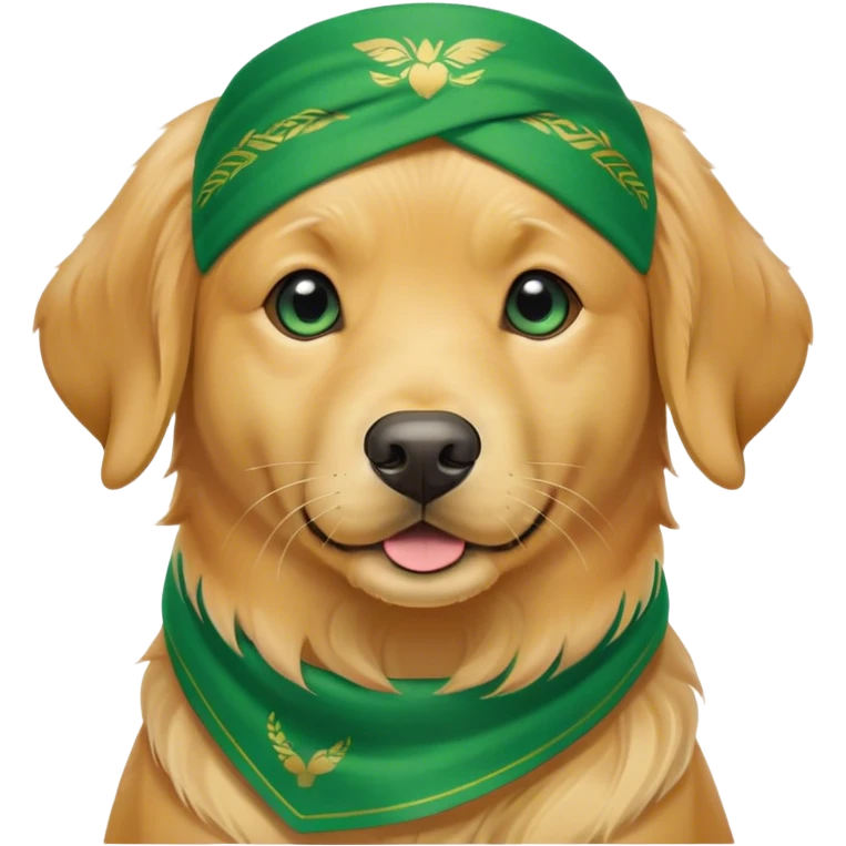 Golden Retriever with green bandana emoji