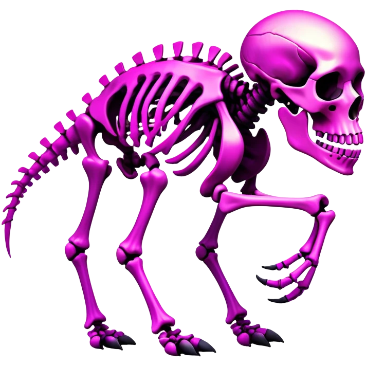 A black and magenta gradient epic shiny cool edgy skeletal animal, full body emoji