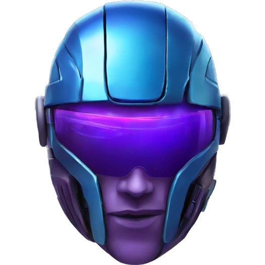 a blue and purple colored shiny cyberpunk helmet emoji