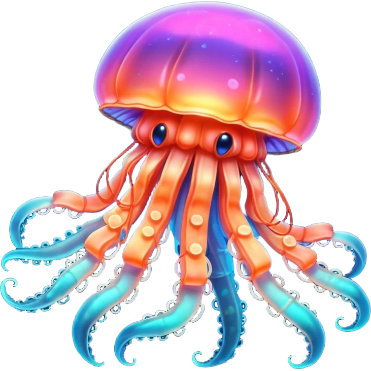 Neon glowing jellyfish-crab-squi emoji