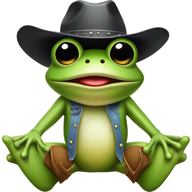 Frog with a cowboy hat wearing disco boots emoji
