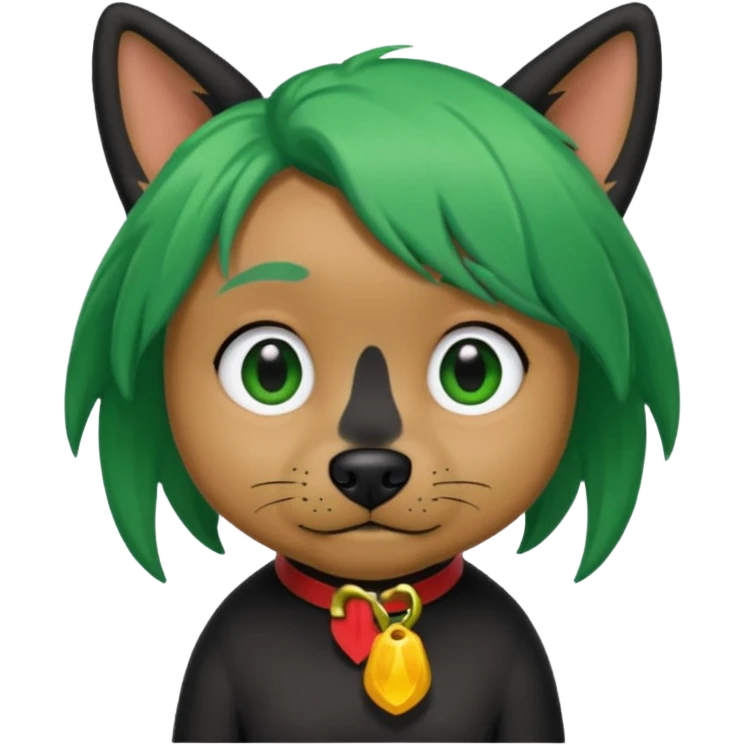 green haired black dog  emoji
