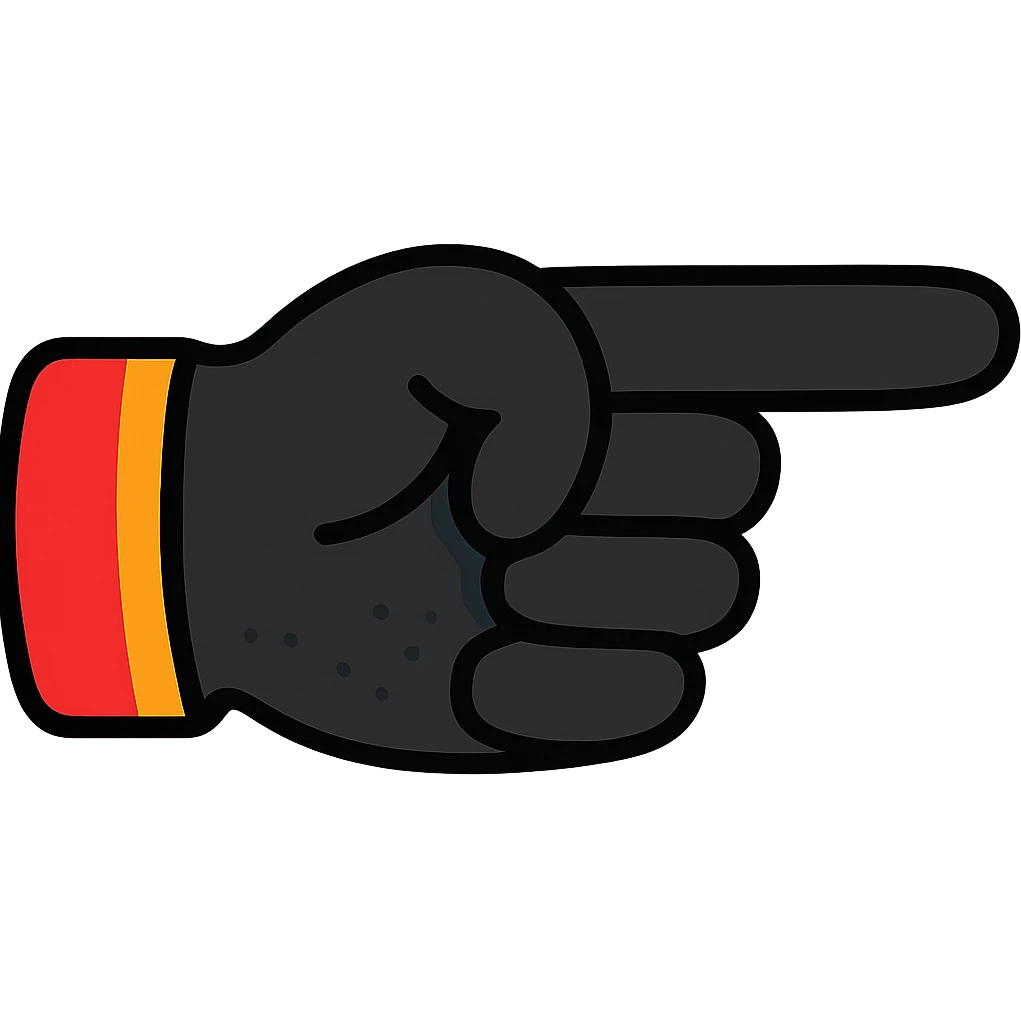 black hand pointing finger, vibrant cartoon style emoji
