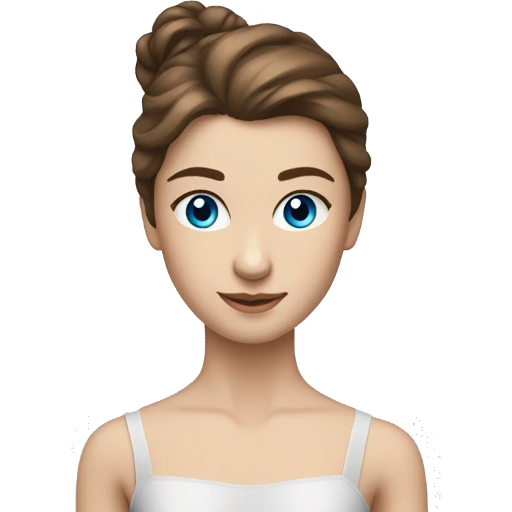 Caucasion Ballet dancer with brown hair blue eyes emoji