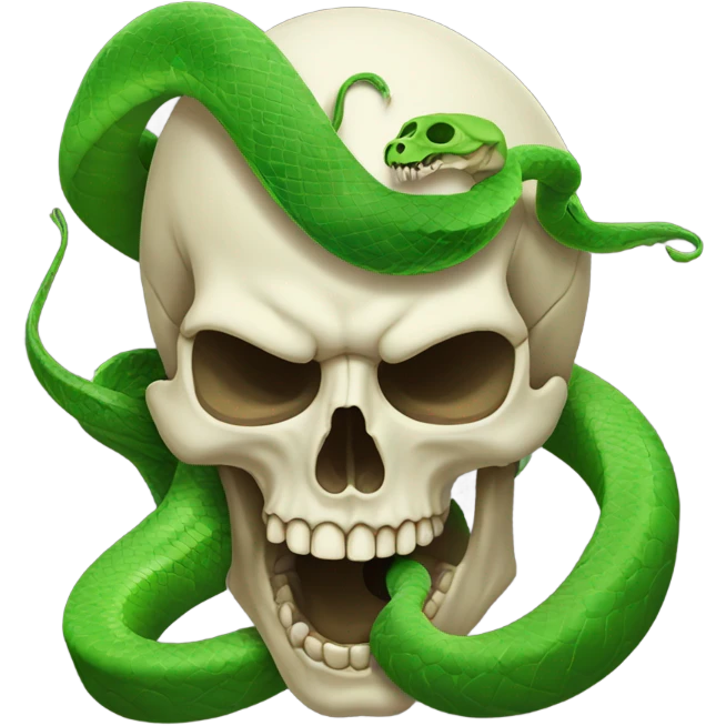 skull with open mouth green snake emoji