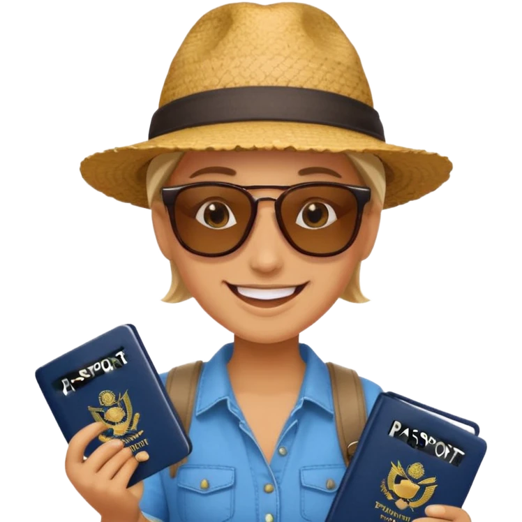 Traveler character with passport emoji