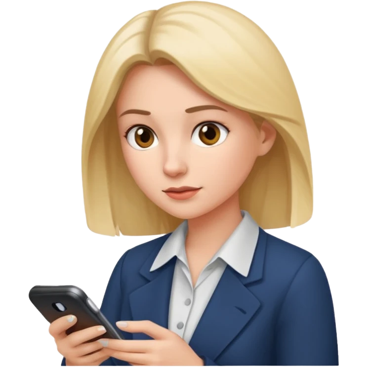 same woman but leaving documents and using the phone emoji